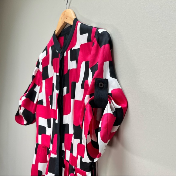 Hobbs London 100% Silk Collarless Shirtdress, US Size S - Picture 4 of 6